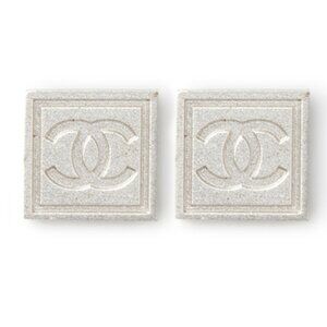 Chanel CC Logo Silver Square Stud Earrings